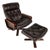 Scandinavian Modern Recliner High-Back Lounge Chair & Ottoman Attributed Soda Galvano for Vatne Mobler, Norway, C. 1970s For Sale