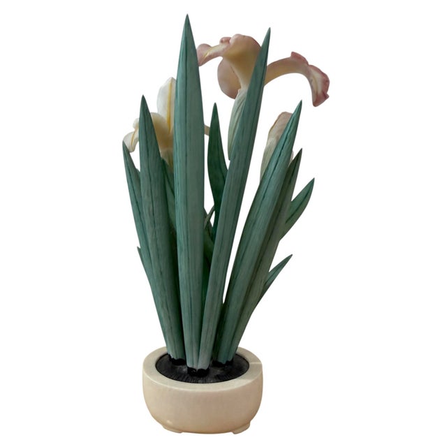 Bone Antique Carved Irises Potted in Vessel For Sale - Image 7 of 12