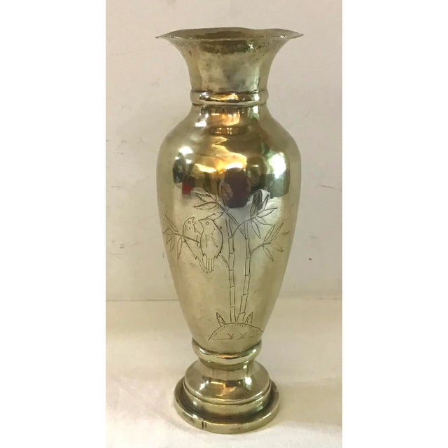 Brass 1940s WW II Brass Etched Vase For Sale - Image 8 of 11
