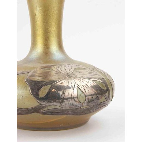 Art Nouveau Glass Vase with Silver Overlay from Loetz, Austria For Sale - Image 5 of 6