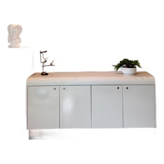 Rare 1980s Postmodern Hollywood Regency Cream Lacquer Executive Office Wall Unit – 6-Piece Set For Sale