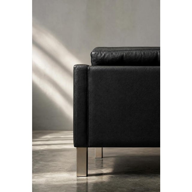 Mid-Century Danish Modern Two-Seater Black Leather Sofa, 1970s For Sale - Image 13 of 18
