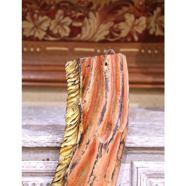 Pair of 19th Century French Carved and Painted Wall Curtain Tieback Sculptures For Sale In Dallas - Image 6 of 7