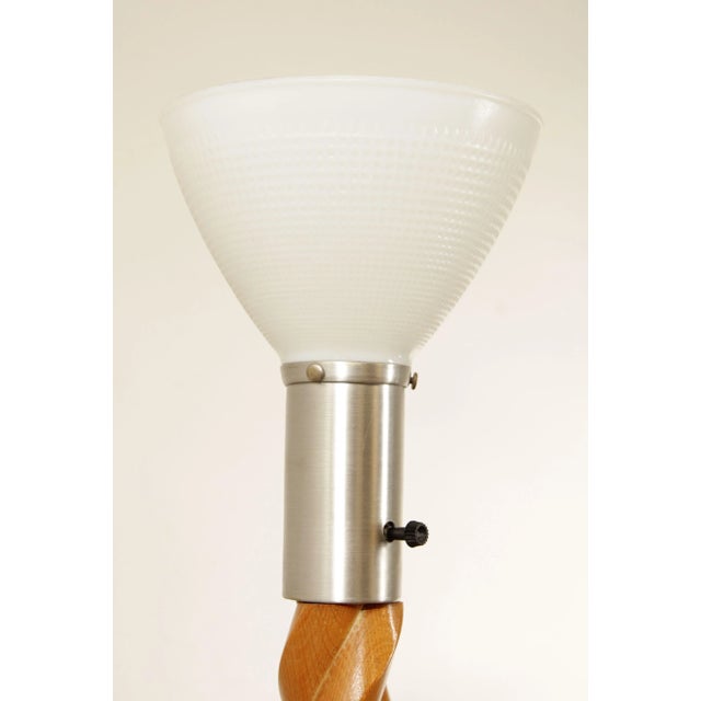 Mid 20th Century Mid-Century Modern Oak Spiral Torchiere Floor Lamps Attributed to Russel Wright - A Pair For Sale In Philadelphia - Image 6 of 13