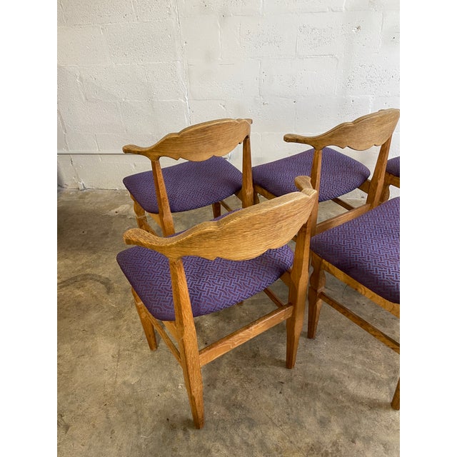 Purple Henning Kjaernulf Danish Dining Oak Chairs For Sale - Image 8 of 8