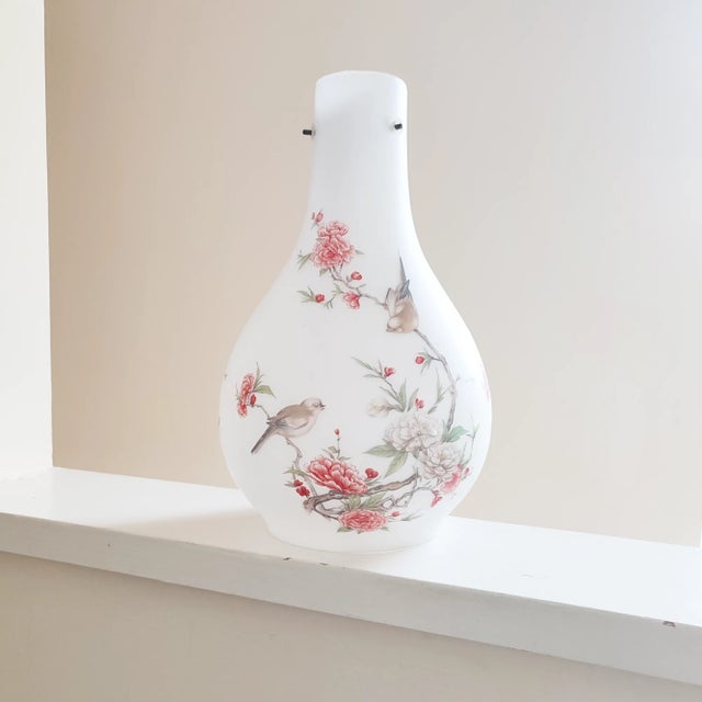 Vintage Famille Rose Opaque Satin Glass Pendant Lightshade, 1920s For Sale - Image 13 of 13