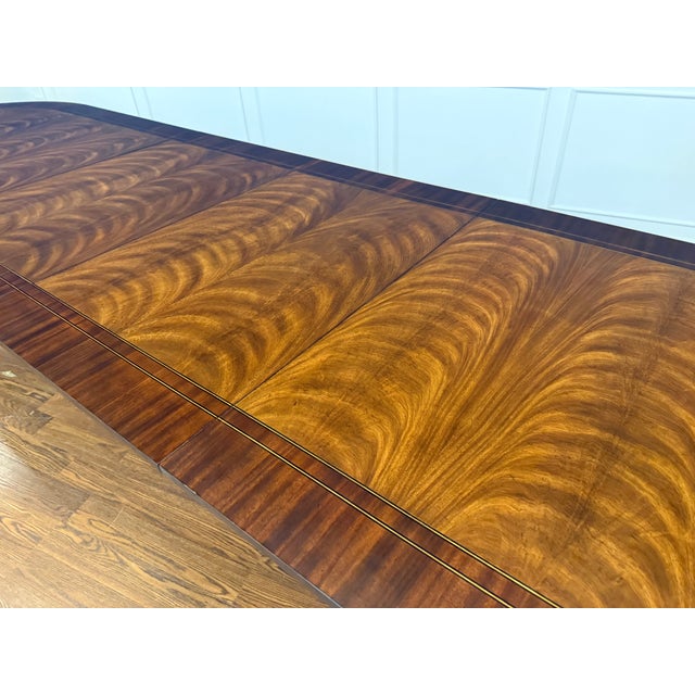 Wood Century Traditional Regency Style Oval Mahogany Dining Table For Sale - Image 7 of 18