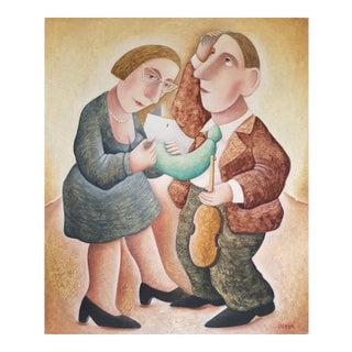 Un Ultimo Ritocco - Original Oil on Wooden Panel by C. Benghi - 2000s 2000s For Sale