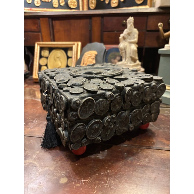 French Decorated Neoclassical Style Cameo and Intaglio Custom Box With Tassel For Sale - Image 3 of 8