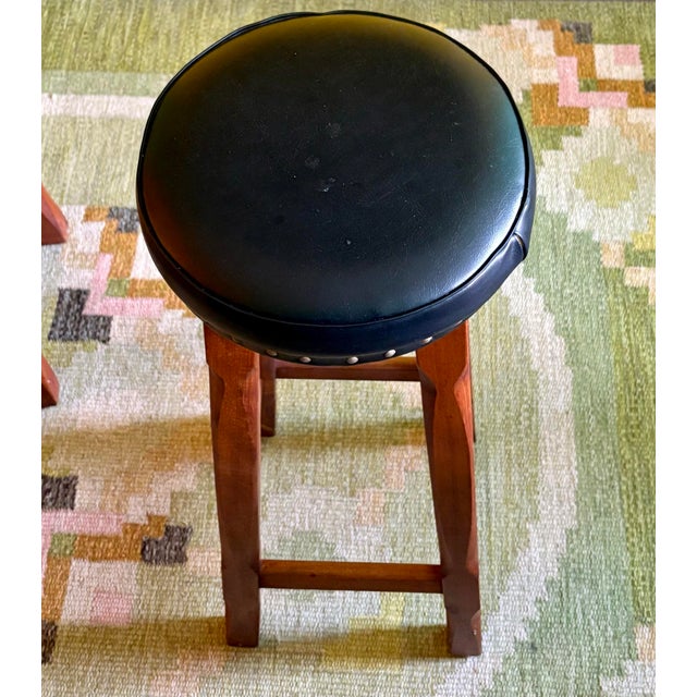 Wood MCM Danish Bar Stools For Sale - Image 7 of 8