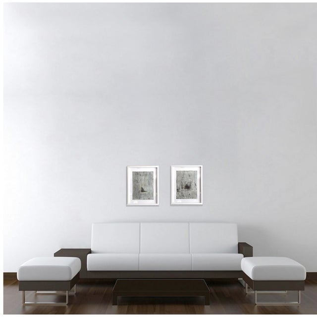 2020s Cove.XIII White Framed Abstract Shades of Gray Painting For Sale - Image 5 of 5