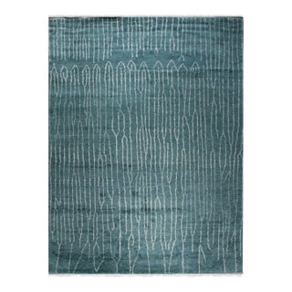 10x14 Beautiful Celia Green Geometric Contemporary Hand Knotted Wool Carpet Rug For Sale