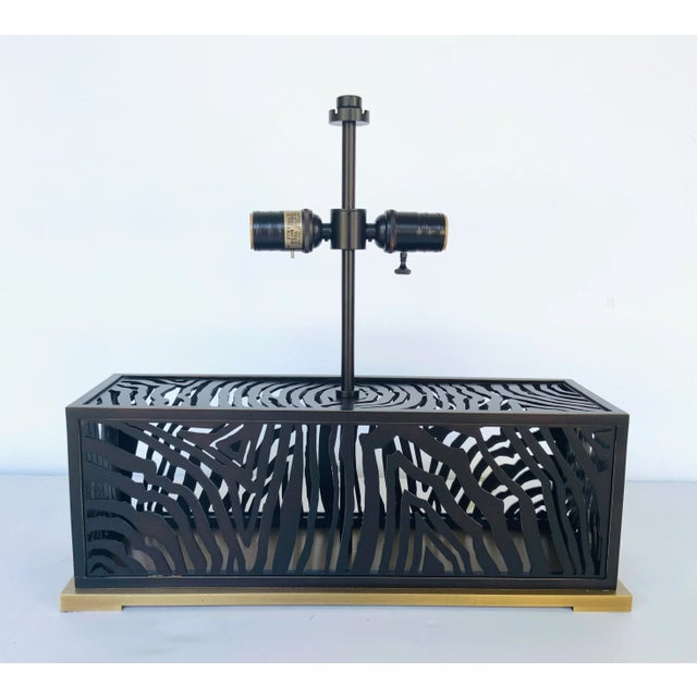 2020s Jean Louis Denoit for Baker Bronze and Brass Finished Agate Table Lamp For Sale - Image 5 of 6