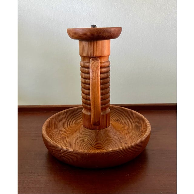 Mid-Century Modern Large Pinewood Mid-Century Swedish Candle Holder For Sale - Image 3 of 12