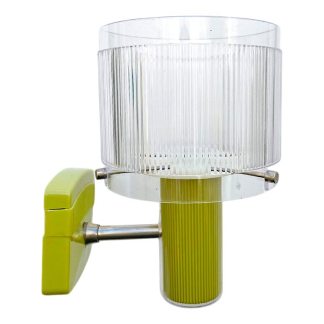 Portuguese Mid-Century Modern Olive Green Acrylic Wall Sconce For Sale
