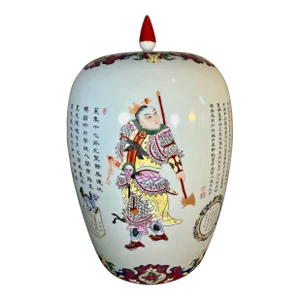 Early 20th Century Hand Painted Chinese Story Urn With Lid