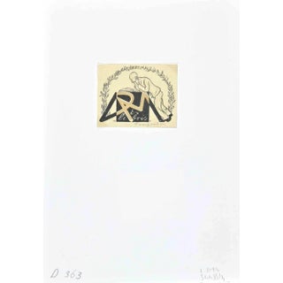 Michel Fingesten, Ex Libris Robert Malz, Woodcut, 1930s For Sale