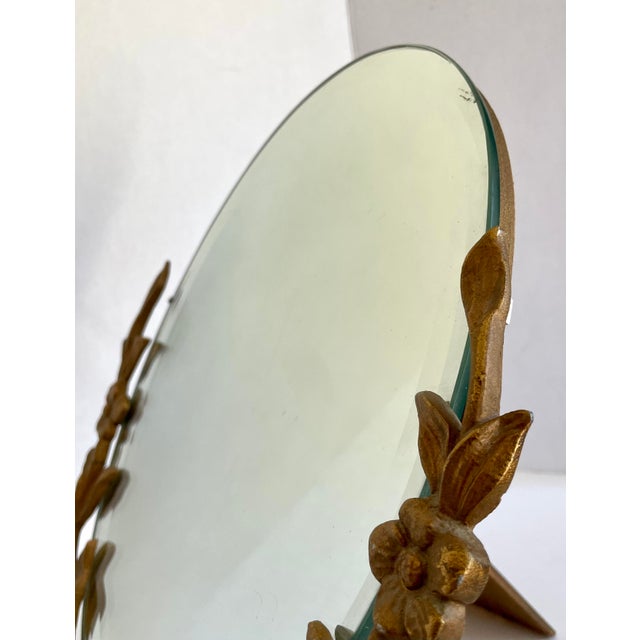 Art Nouveau Gold Floral Oval Vanity Mirror Chairish