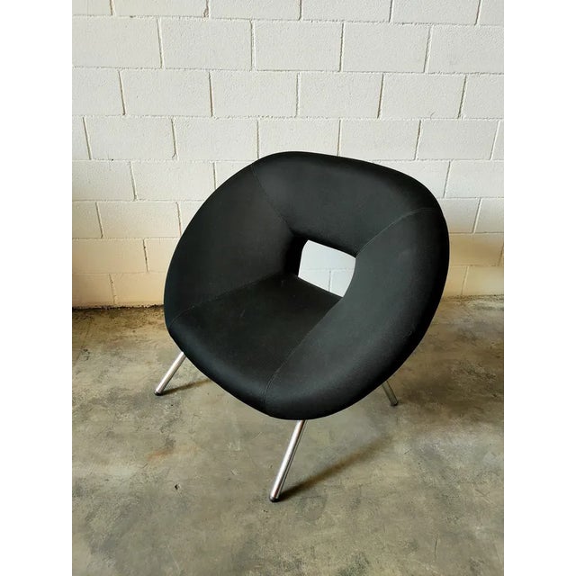 Black Vintage Italian Upholstered Steel Chair For Sale - Image 8 of 8