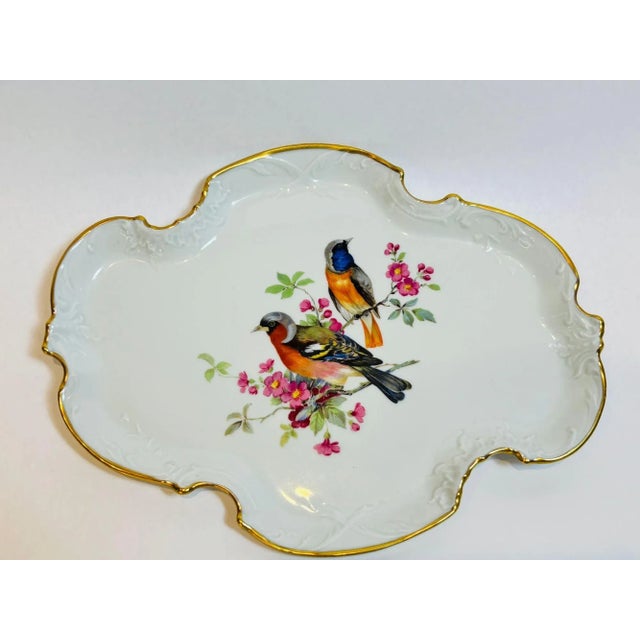 Victorian Vintage Limoges France Porcelain Plate Hand-Painted With Bird Decor Collectible For Sale - Image 3 of 10