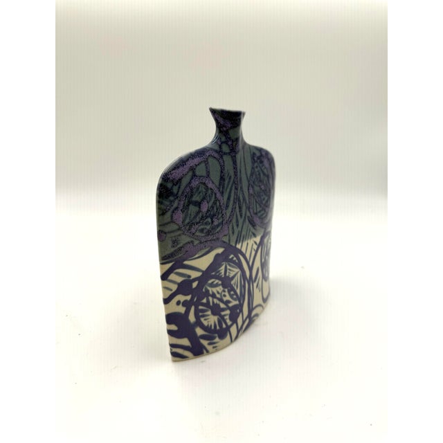 Late 20th Century Vintage Hand Painted Studio Pottery Vase For Sale - Image 5 of 5