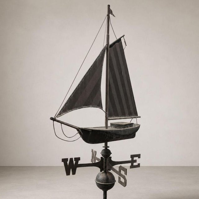 20th Century Three-Dimensional Copper Weathervane with Sailing Boat For Sale - Image 6 of 9