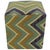 Wood Shabby Chic Grey/Ivory Handmade Kilim Upholstered Ottoman For Sale - Image 7 of 9