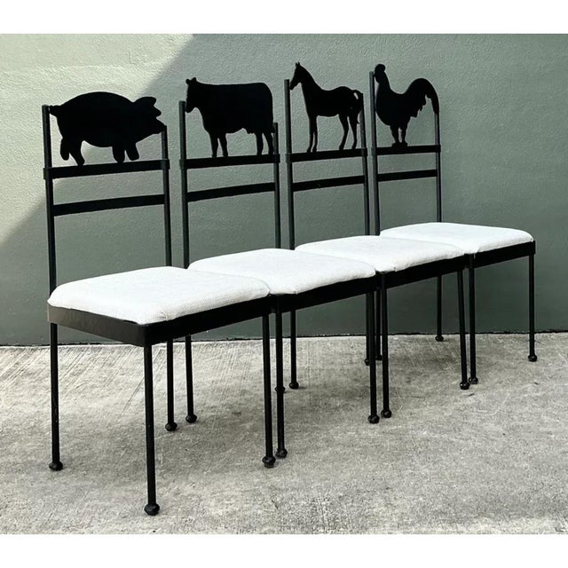 Vintage Metal Farm Animal Chairs - Set of 4 For Sale - Image 4 of 12