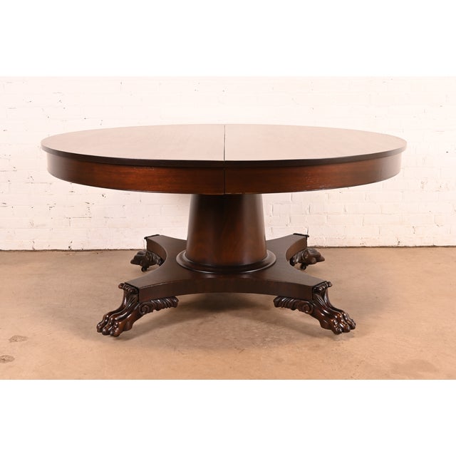 R. J. Horner Style Antique Victorian Mahogany Pedestal Extension Dining Table With Lion Paw Feet, Newly Refinished For Sale - Image 14 of 14