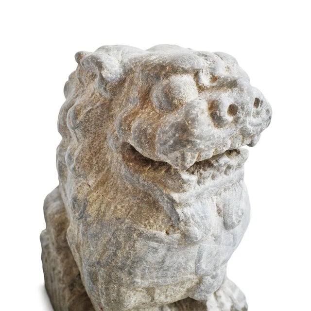 Old Mongolian Stone Foo Dog Statues - Pair For Sale - Image 10 of 12