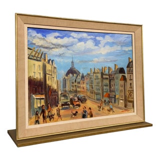 Ollier, Lively View of Paris, 1980s, Oil on Canvas For Sale