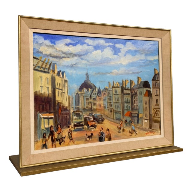 Ollier, Lively View of Paris, 1980s, Oil on Canvas For Sale