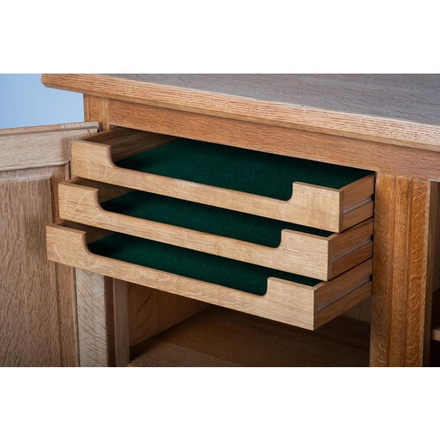 Brutalist Oak Sideboard attributed to Henning Kjærnulf, Denmark, 1960s For Sale - Image 9 of 16