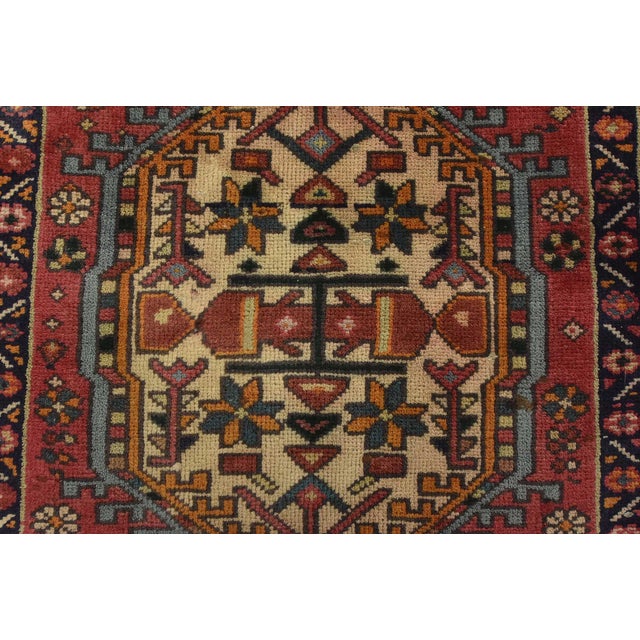 Karajeh Runner 3’3” X 11’4” Red Wool Semi-Antique Tribal Hand-Knotted Rug For Sale - Image 11 of 15