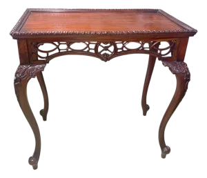 Vintage Chippendale Style Carved Mahogany Side Table /Console 31" H