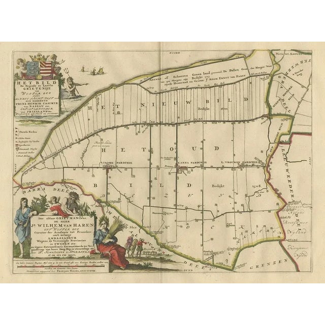 Antique Map of the Bildt Township Friesland by Halma, 1718 For Sale - Image 4 of 6