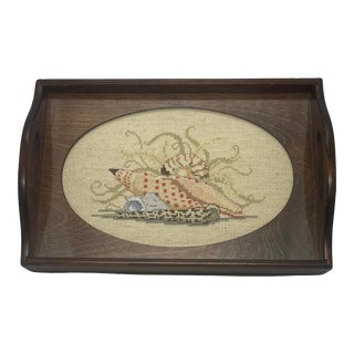 Early 21st Century Three Mountaineers, Inc. Wood & Glass Needlepoint Display Tray For Sale