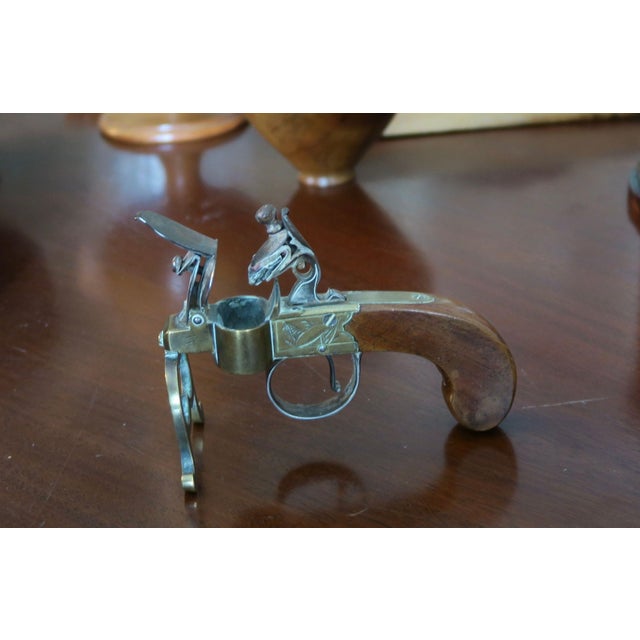 Antique George III Brass, Iron and Mahogany Flintlock Tinder Pistol For Sale - Image 18 of 18