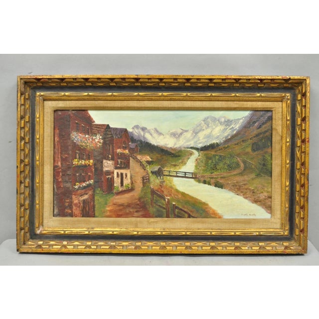 Vintage Angela Dudley "Lake Garda. Italy" Italian Hollywood Regency Oil Painting For Sale - Image 18 of 18