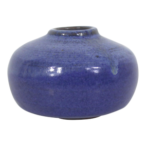 Vintage Studio Pottery Small Bud Vase Blue Signed