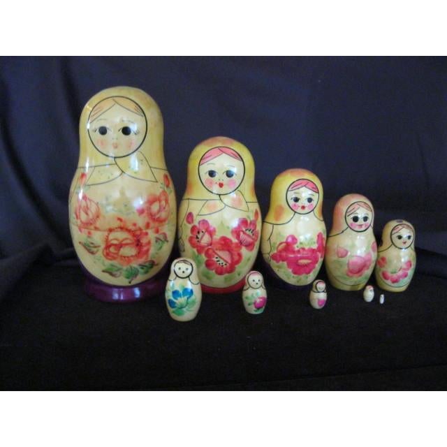Antique Russian Nesting Dolls Set of 10 Circa 1960's Chairish