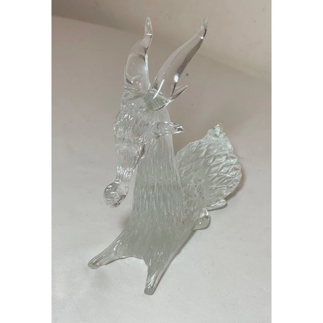 Vintage Hand Blown Murano Italian Art Studio Glass Bull Goat Sculpture Statue For Sale - Image 4 of 12