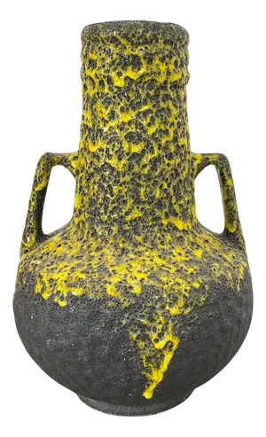 Large Fat Lava Pottery Vase by Fohr Ceramics, Germany, 1970s