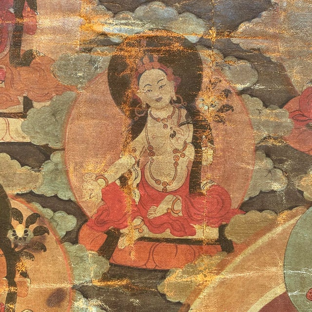 18th Century Tibetan Thangka Painting For Sale In Chicago - Image 6 of 8