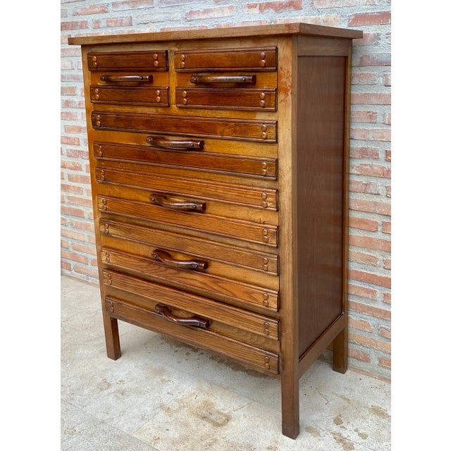 Spanish 20th Century Spanish Tuscan Sifonier with Six Drawers in Carved Pine, 1950s For Sale - Image 3 of 18