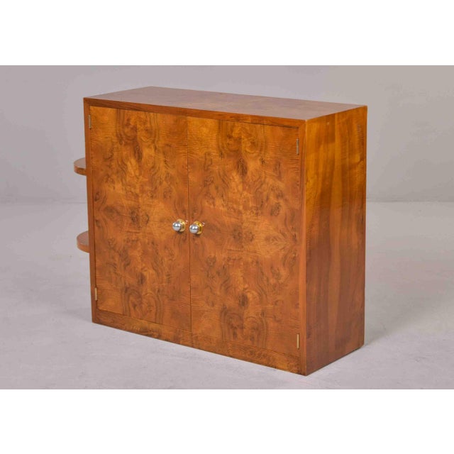Wood French Art Deco Burl Walnut Cabinet With Shelf Display For Sale - Image 7 of 13