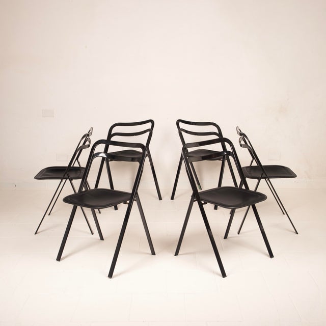 Black Clio Chairs by Giorgio Cattelan for Cidue, 1970s, Set of 6 For Sale - Image 8 of 18