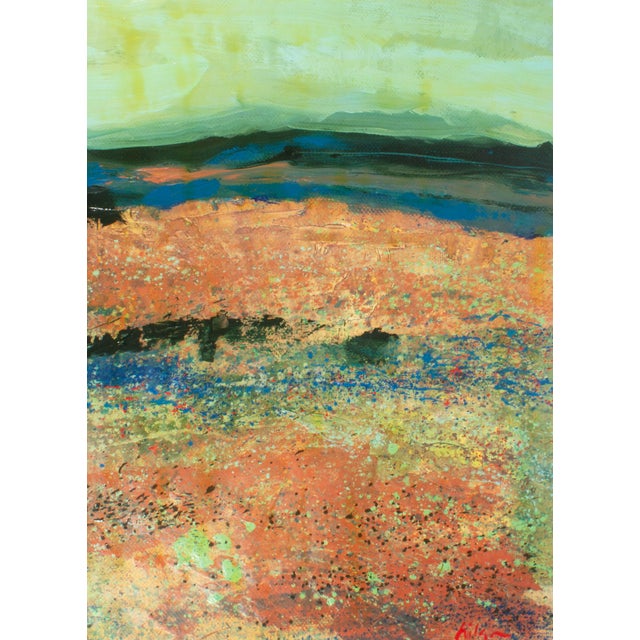 A 1980s abstract acrylic on paper painting by the American artist Harry Hilson (1935-2004). This piece features an...