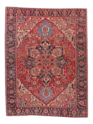 Semi Antique Persian Heriz Wool Rug