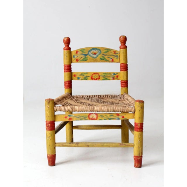 Vintage Mexican Folk Art Children's Chair For Sale - Image 9 of 12